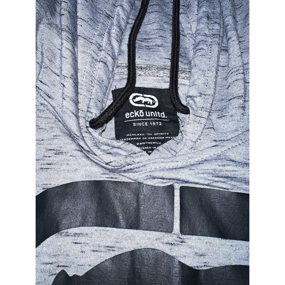 Ecko Unltd. Men’s Gray Sleeveless Pullover Hoodie Graphic Logo Pouch 2XL
